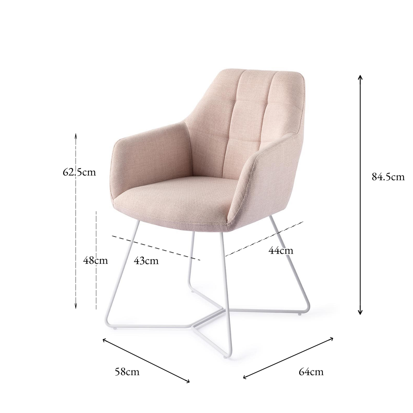 Noto Dining Chair Petal Pink Beehive White