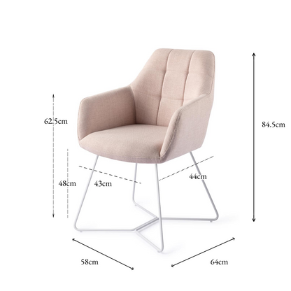 Noto Dining Chair Petal Pink Beehive White