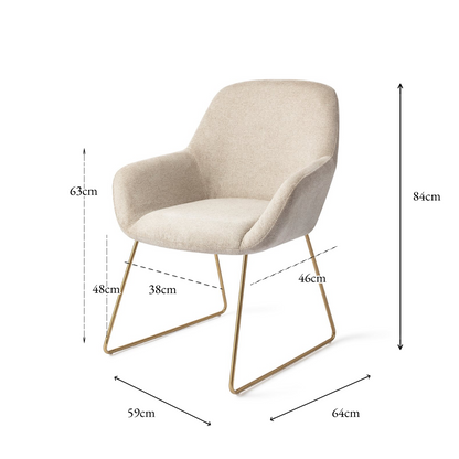 Kushi Dining Chair Ivory Ivy Slide Gold