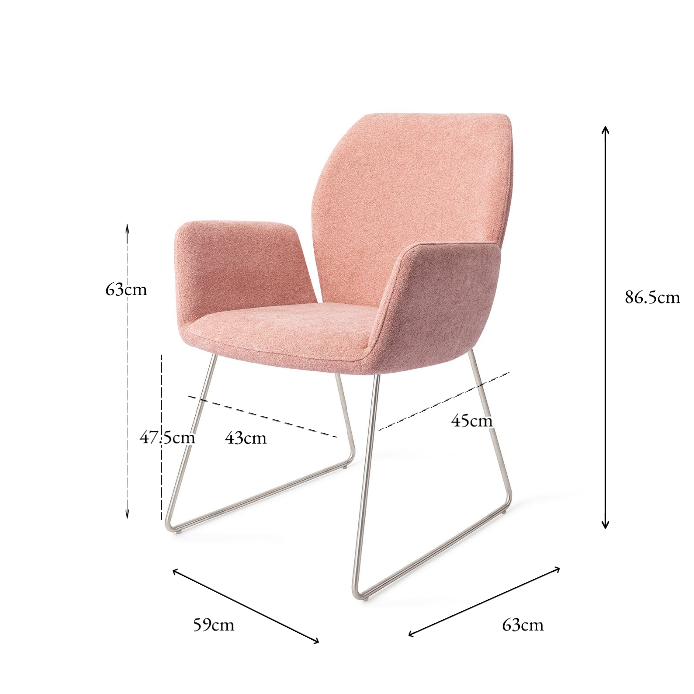 Misaki Dining Chair Anemone Slide Steel