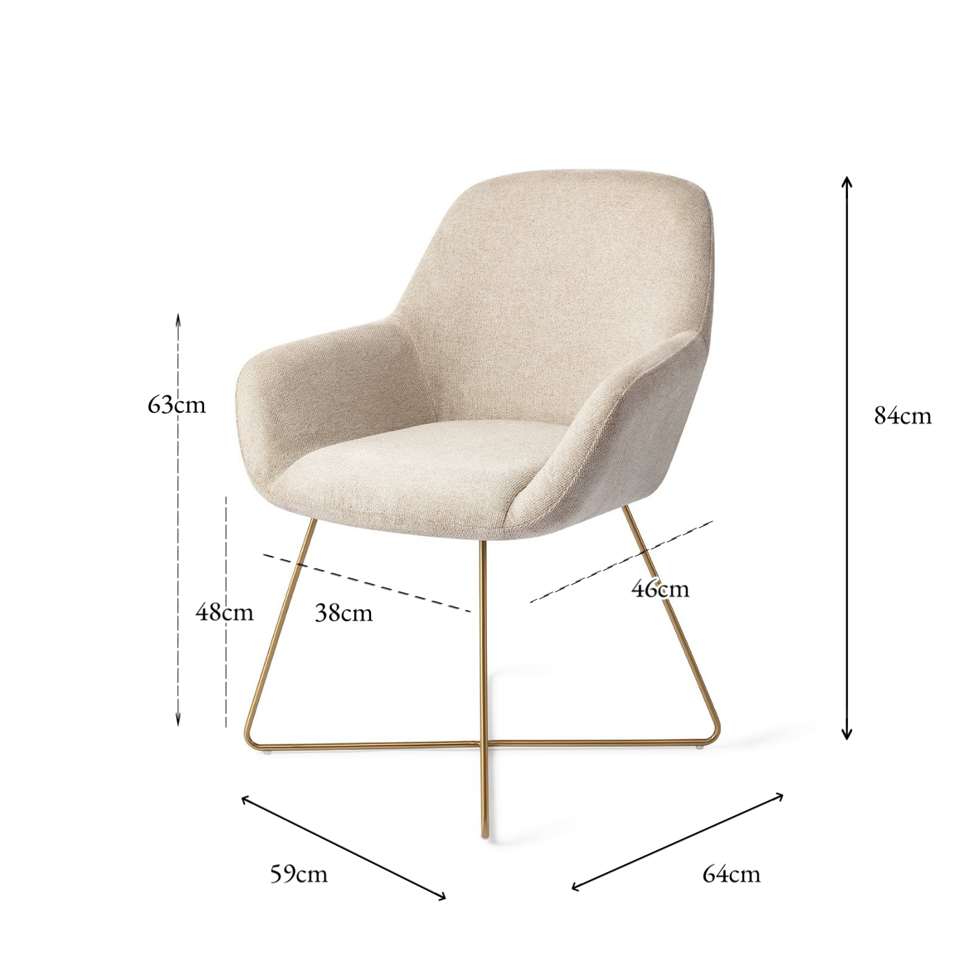 Kushi Dining Chair Ivory Ivy Cross Gold