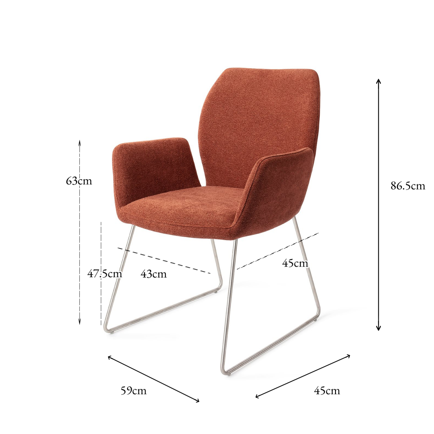 Misaki Dining Chair Cosy Copper Slide Steel