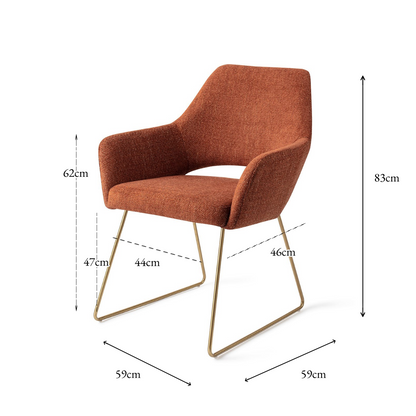 Yanai Dining Chair Tuscan Terra Slide Gold