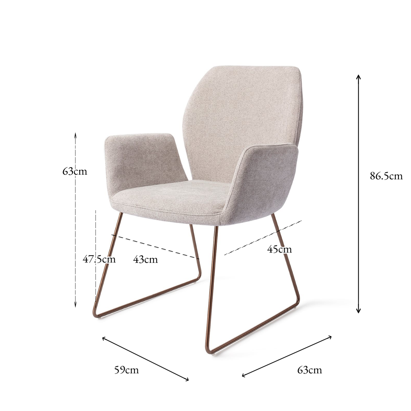 Misaki Dining Chair Pretty Plaster Slide Rose