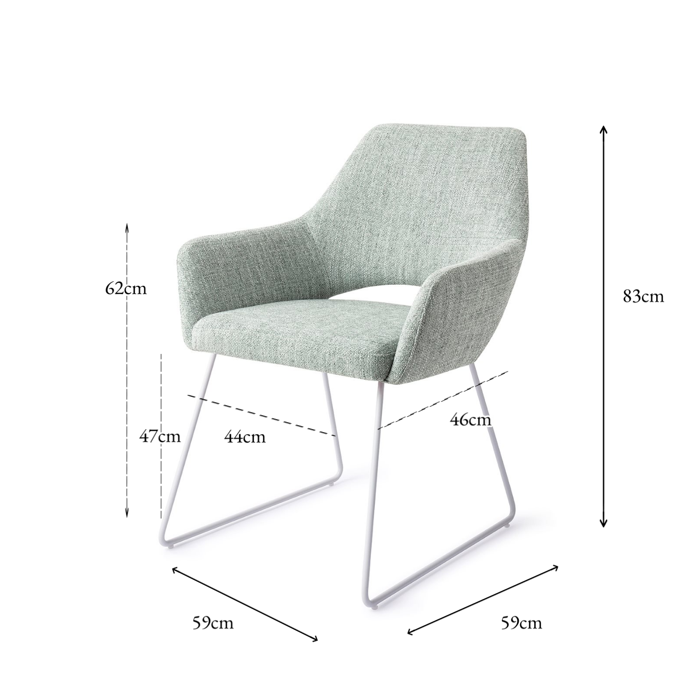 Yanai Dining Chair Soft Sage Slide White