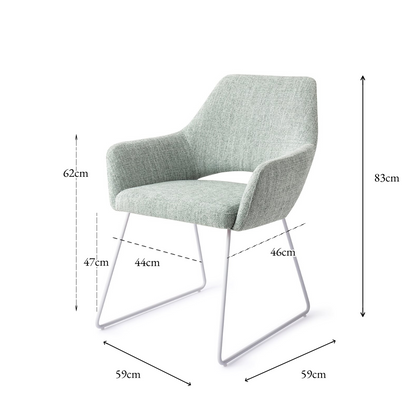 Yanai Dining Chair Soft Sage Slide White