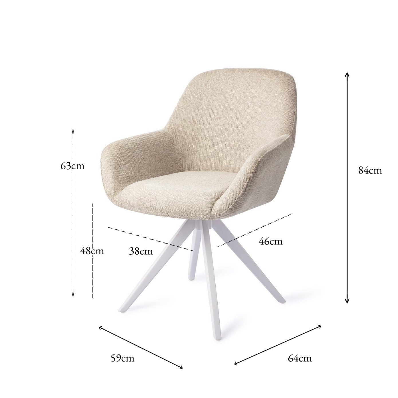 Kushi Dining Chair Ivory Ivy Turn White