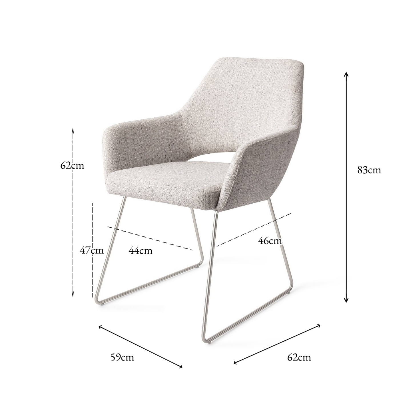 Yanai Dining Chair Pigeon Slide Steel