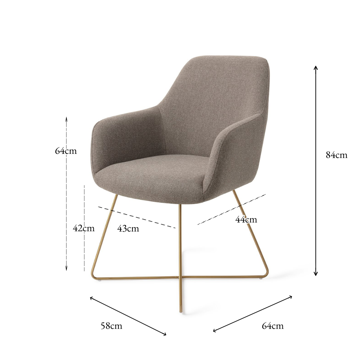 Hiroo Dining Chair Foggy Fusion Cross Gold