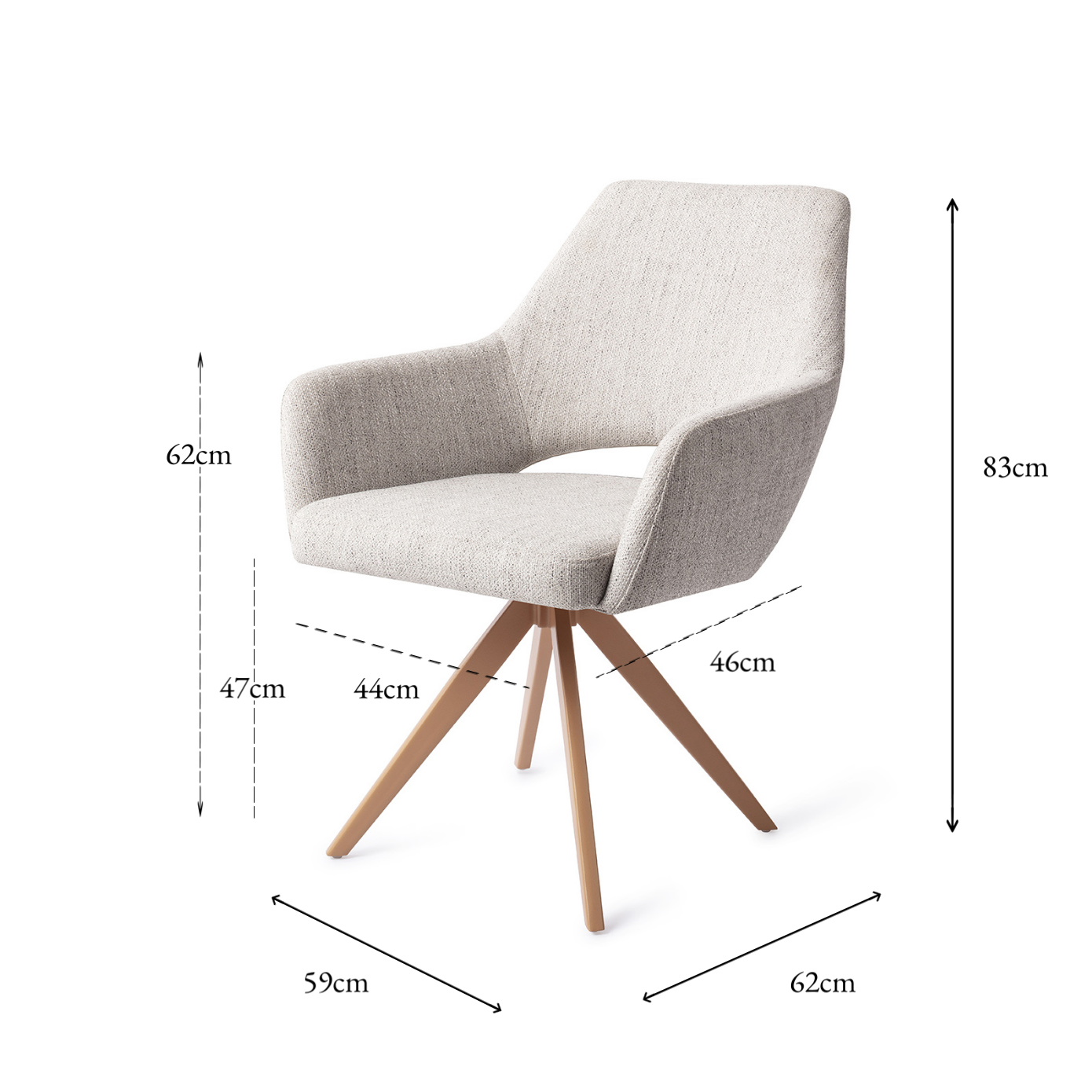 Yanai Dining Chair Pigeon Turn Peach