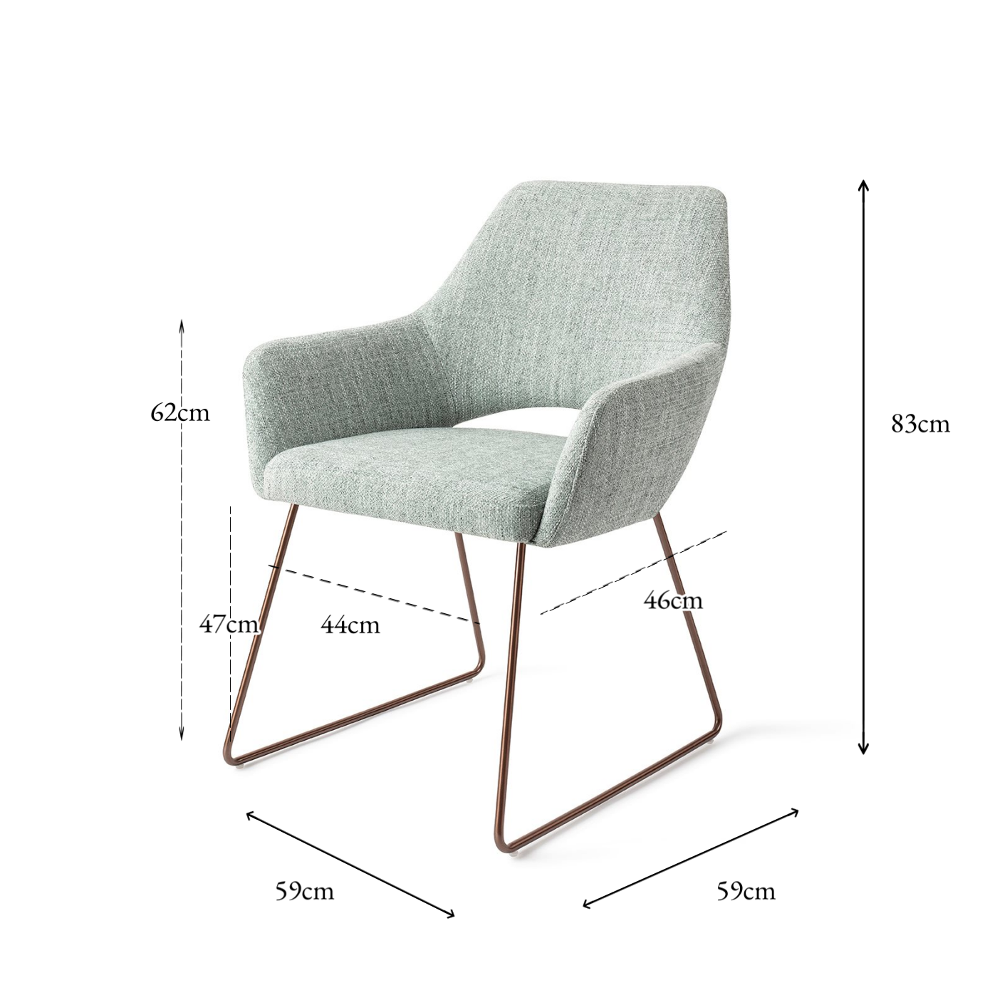 Yanai Dining Chair Soft Sage Slide Rose