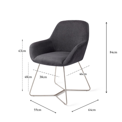 Kushi Dining Chair Black-Out Beehive Steel