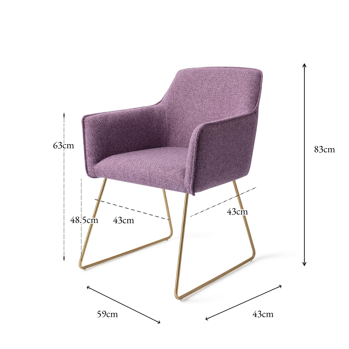 Hofu Dining Chair Violet Daisy Slide Gold