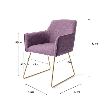 Hofu Dining Chair Violet Daisy Slide Gold