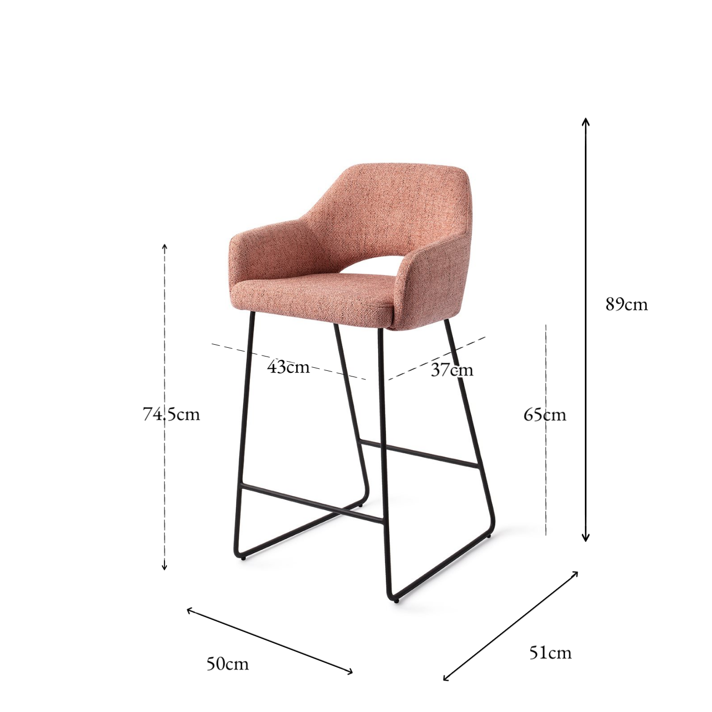 Yanai Bar Chair Pink Punch Slide Counter (65 cm)