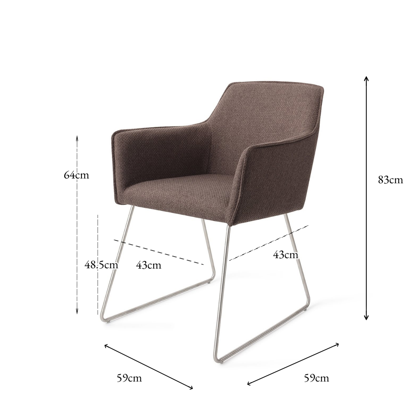 Hofu Dining Chair Potters Clay Slide Steel