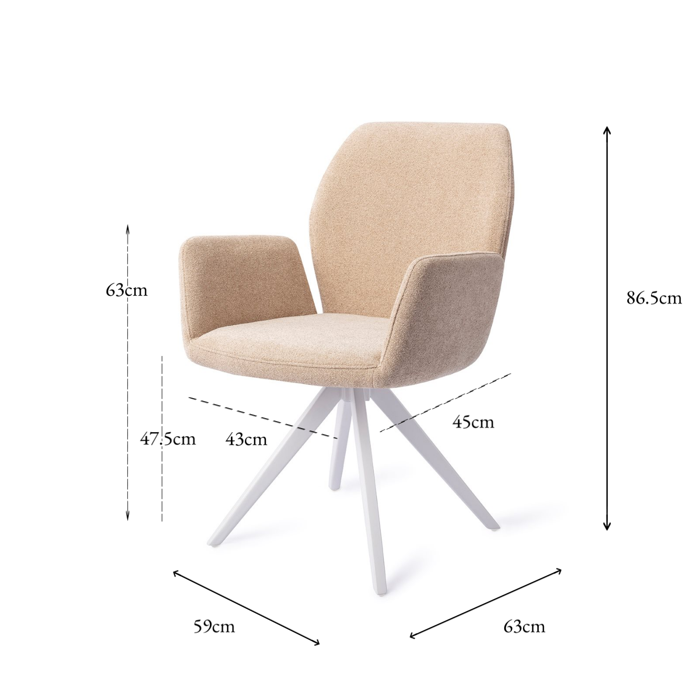 Misaki Dining Chair Funky Fudge Turn White