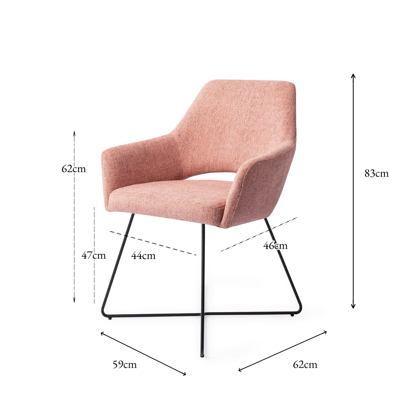 Yanai Dining Chair Pink Punch Cross Black