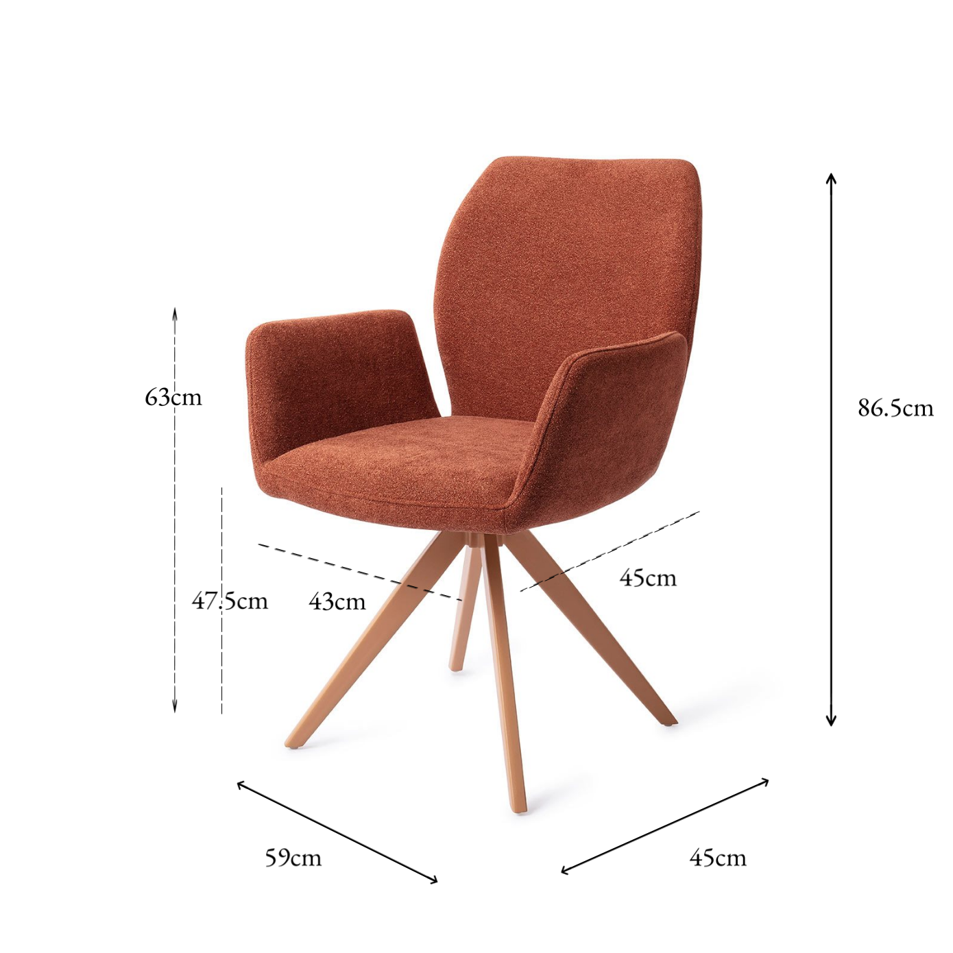 Misaki Dining Chair Cosy Copper Turn Peach