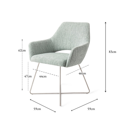 Yanai Dining Chair Soft Sage Cross Steel