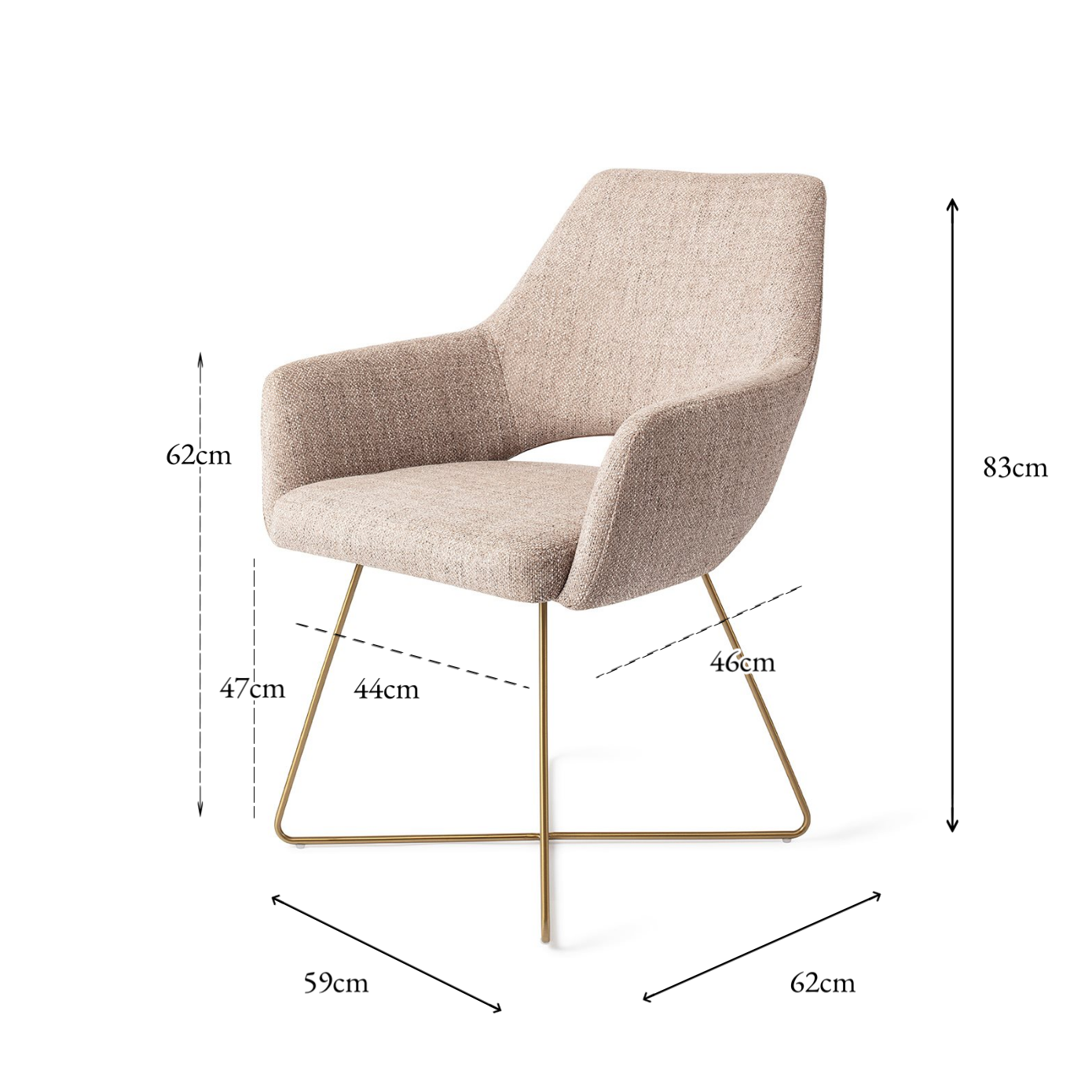 Yanai Dining Chair Biscuit Beach Cross Gold