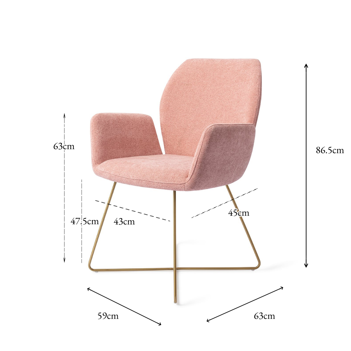 Misaki Dining Chair Anemone Cross Gold