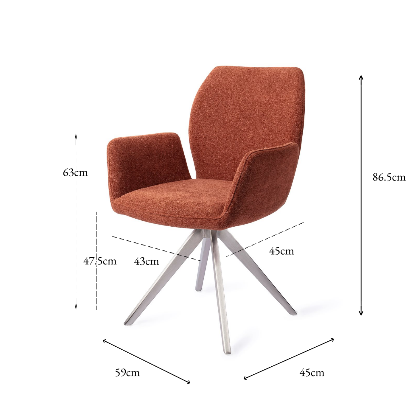 Misaki Dining Chair Cosy Copper Turn Steel