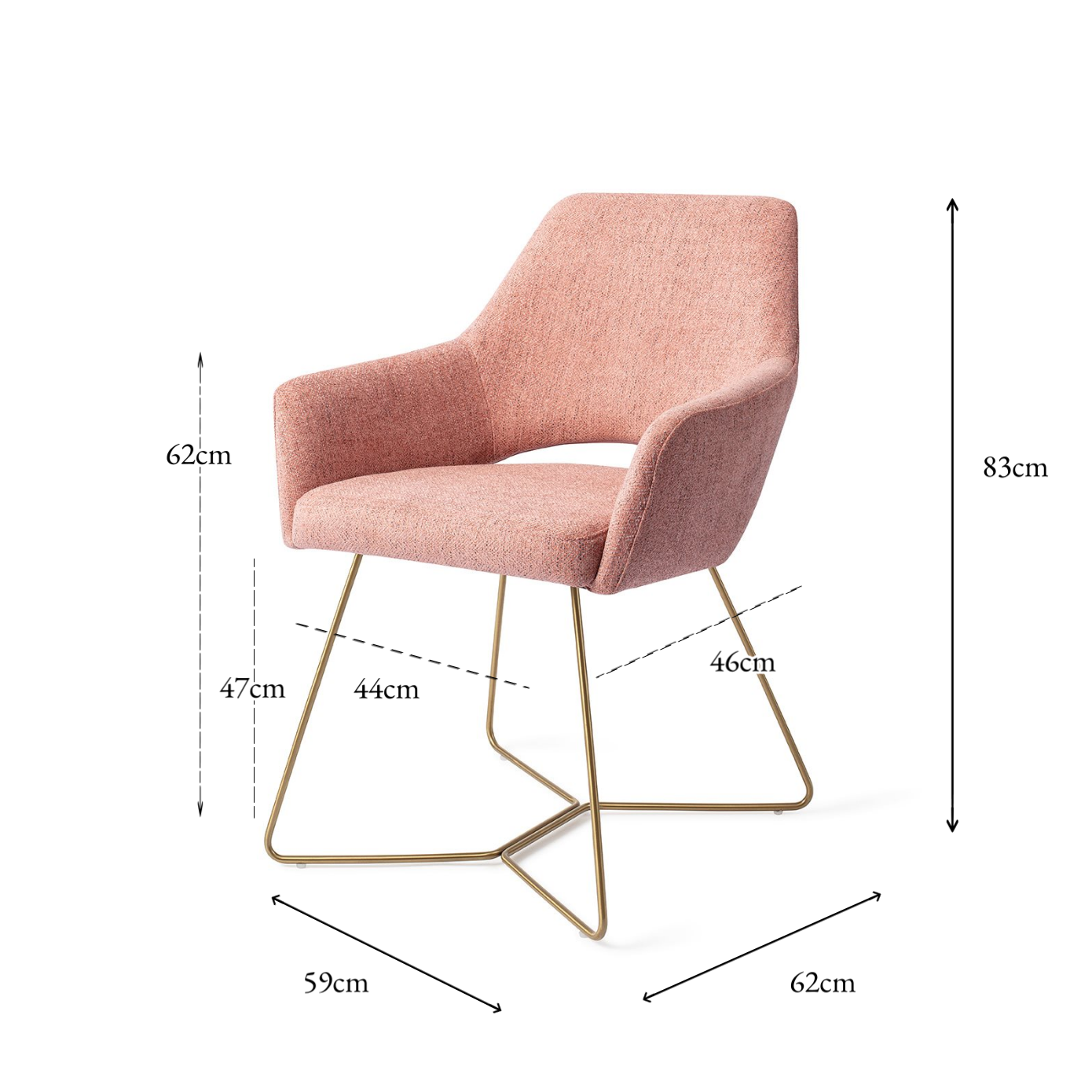 Yanai Dining Chair Pink Punch Beehive Gold