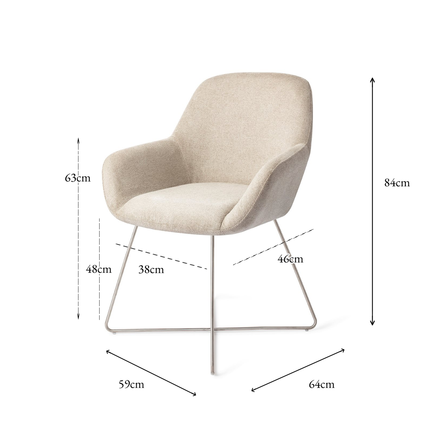 Kushi Dining Chair Ivory Ivy Cross Steel