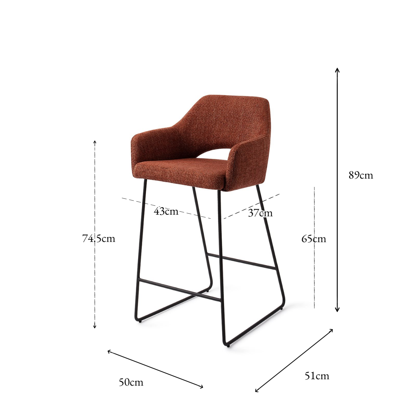 Yanai Bar Chair Tuscan Terra Slide Counter (65 cm)