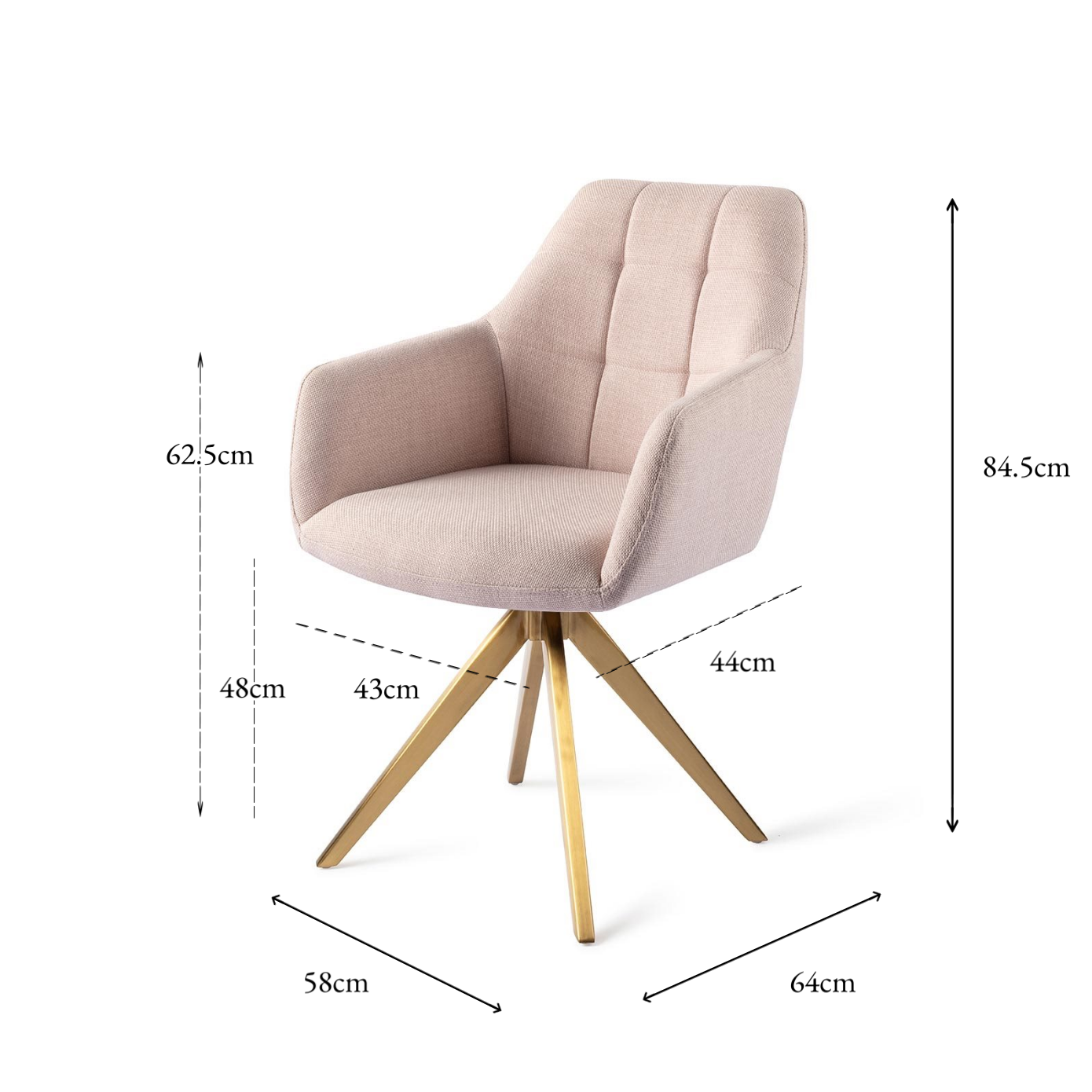 Noto Dining Chair Petal Pink Turn Gold