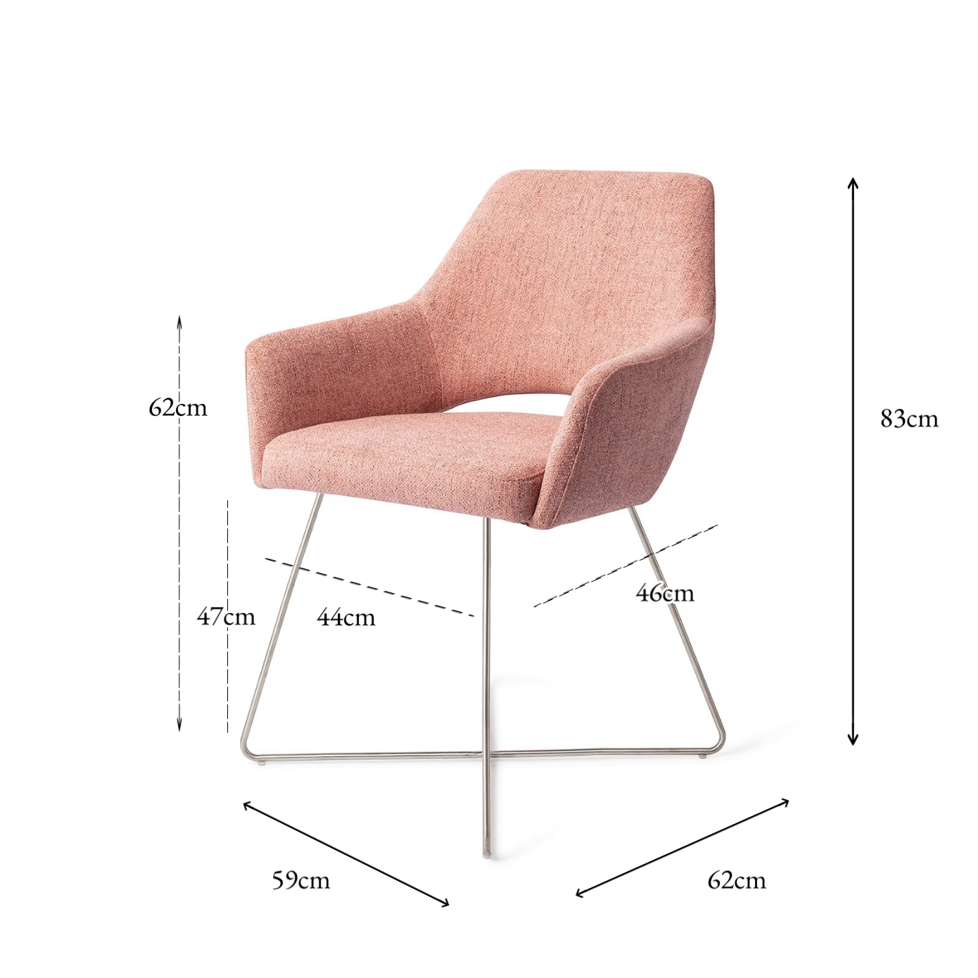 Yanai Dining Chair Pink Punch Cross Steel