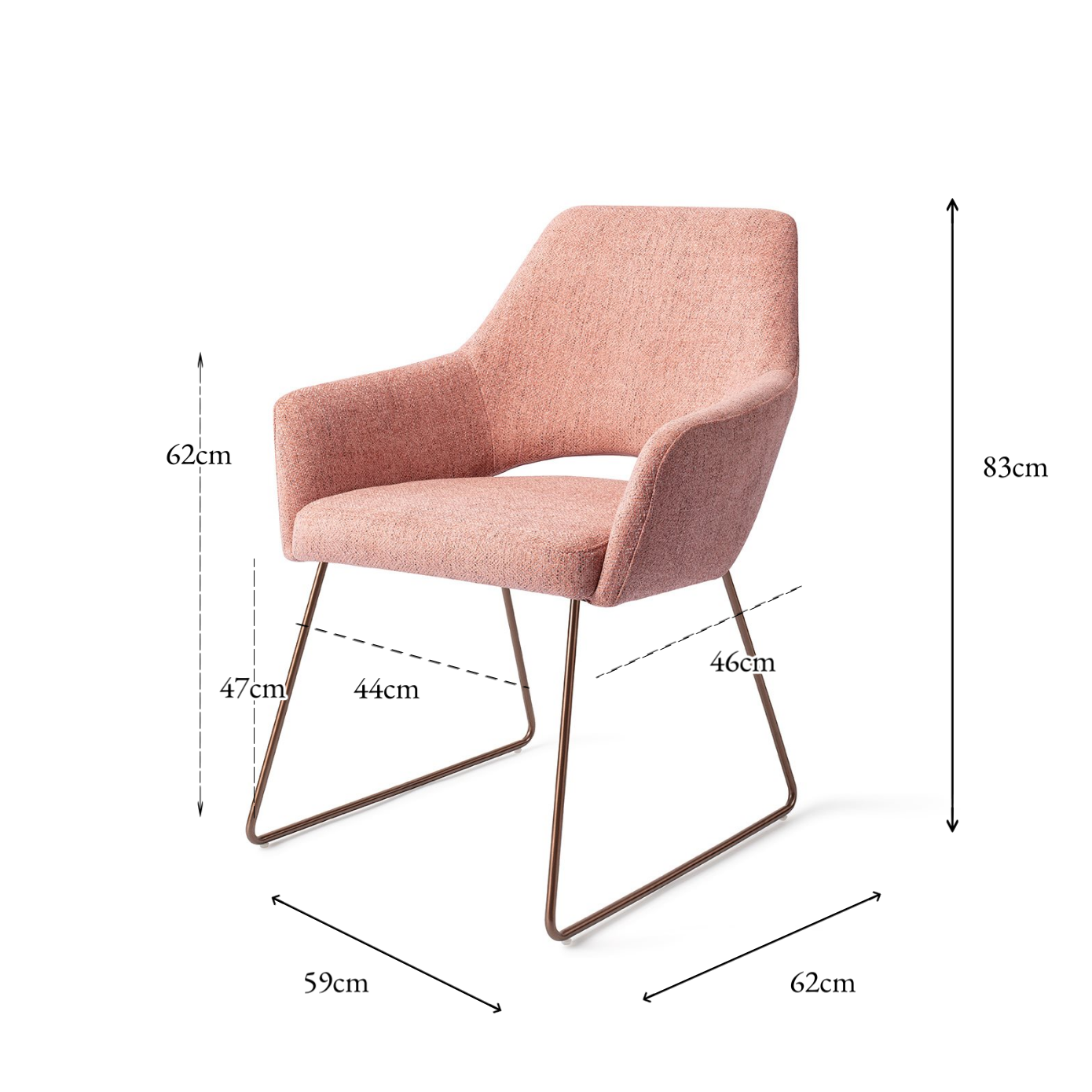 Yanai Dining Chair Pink Punch Slide Rose