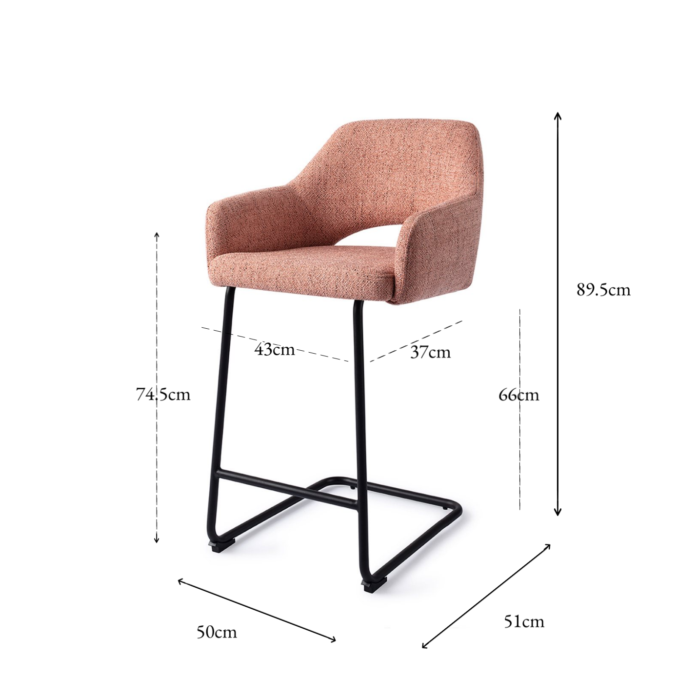 Yanai Bar Chair Pink Punch Arch Counter (65 cm)