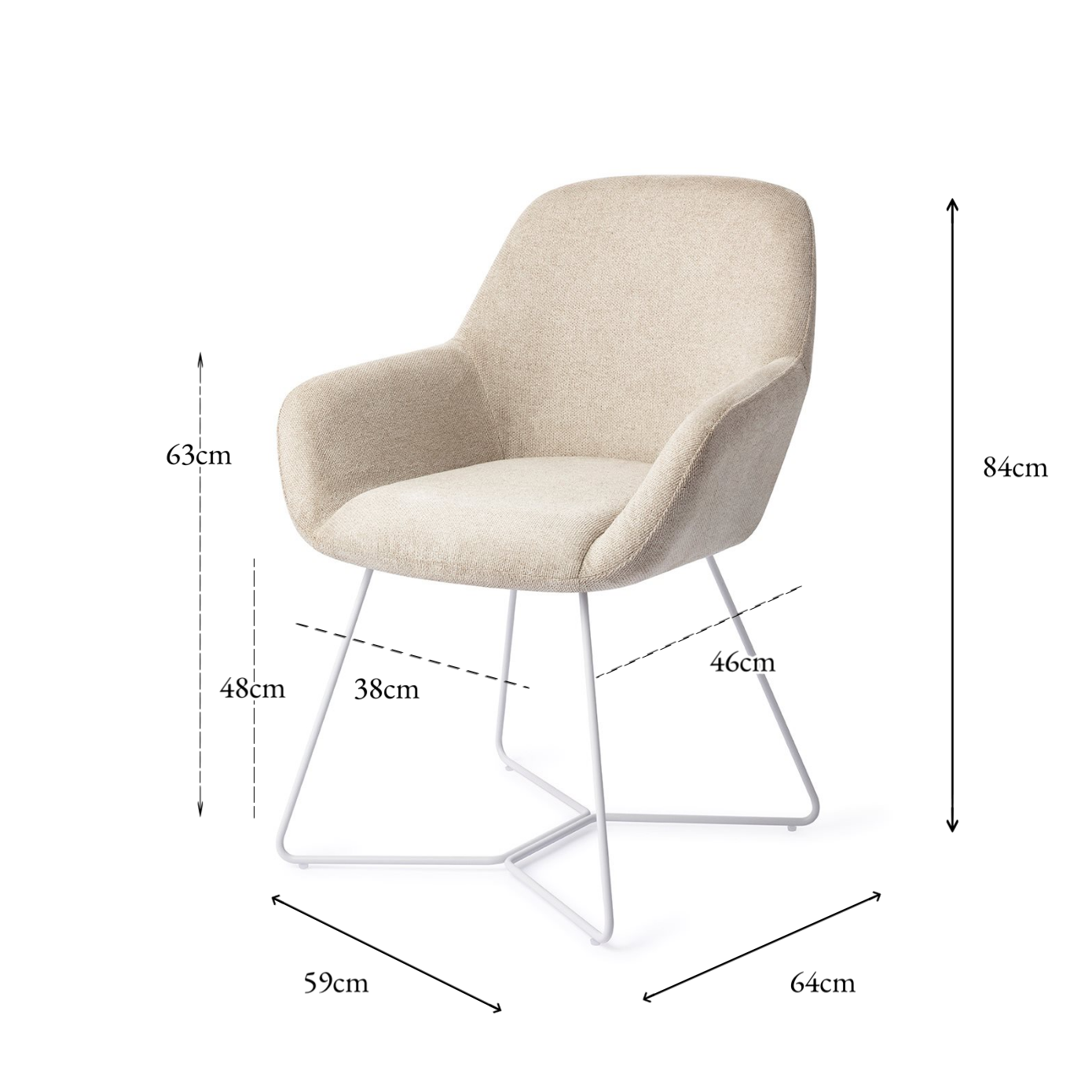 Kushi Dining Chair Ivory Ivy Beehive White