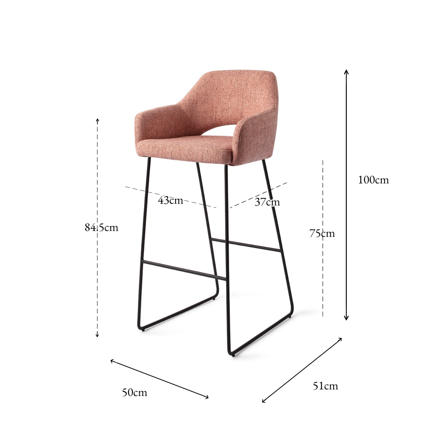 Yanai Bar Chair Pink Punch Slide Bar (75 cm)