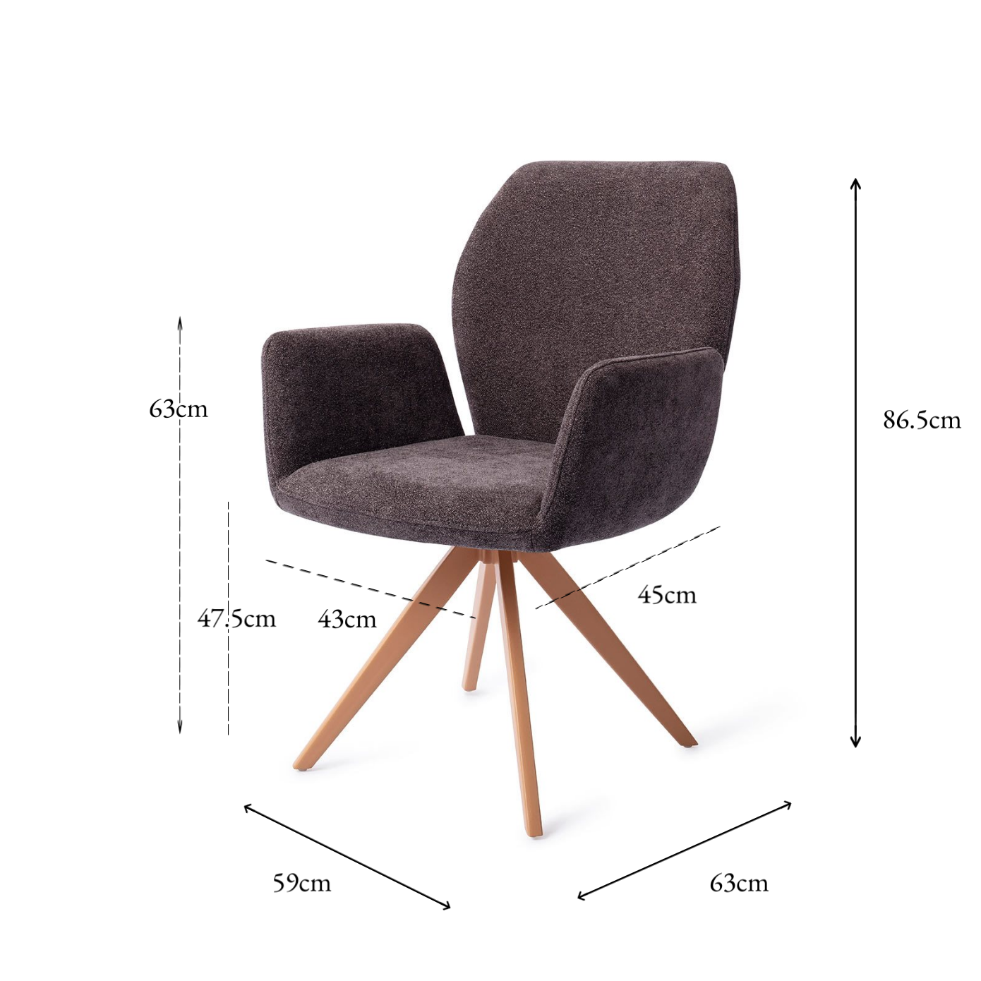 Misaki Dining Chair Almost Black Turn Peach