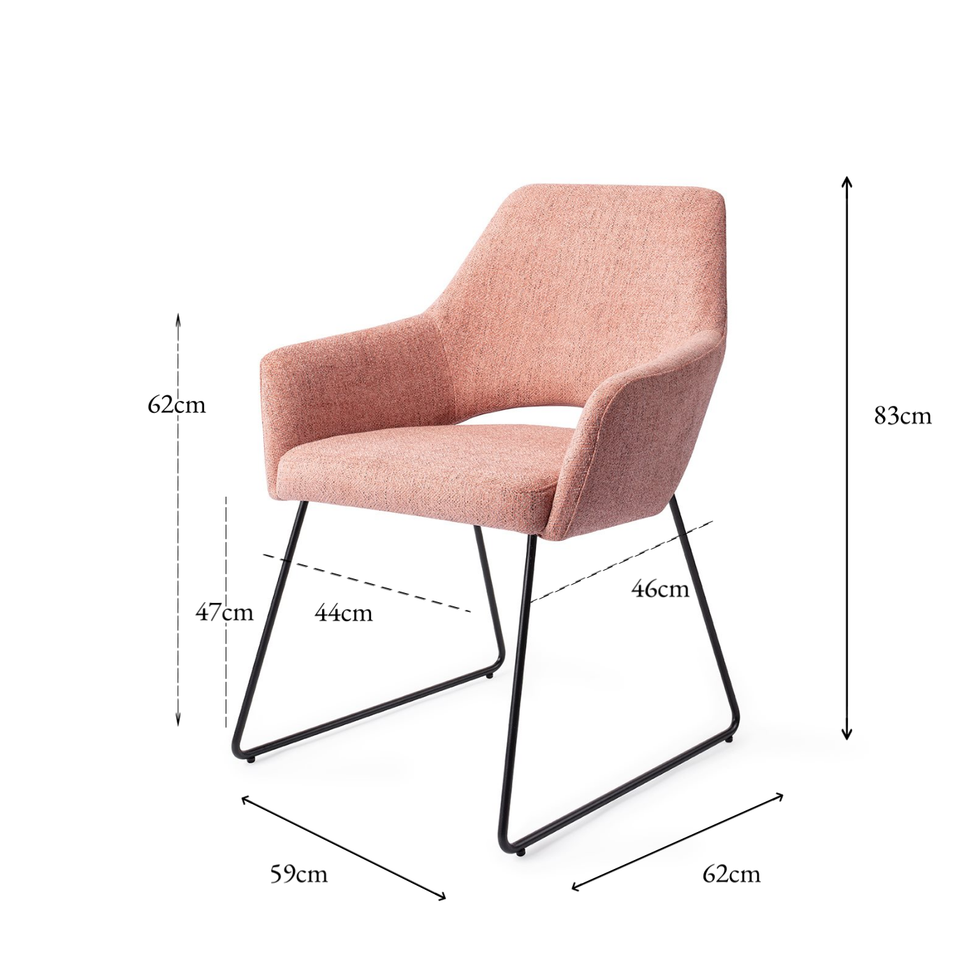 Yanai Dining Chair Pink Punch Slide Black