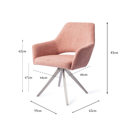 Yanai Dining Chair Pink Punch Turn Steel