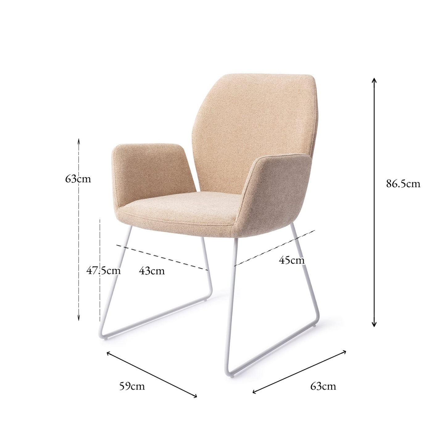 Misaki Dining Chair Funky Fudge Slide White