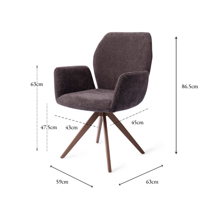 Misaki Dining Chair Almost Black Turn Brown