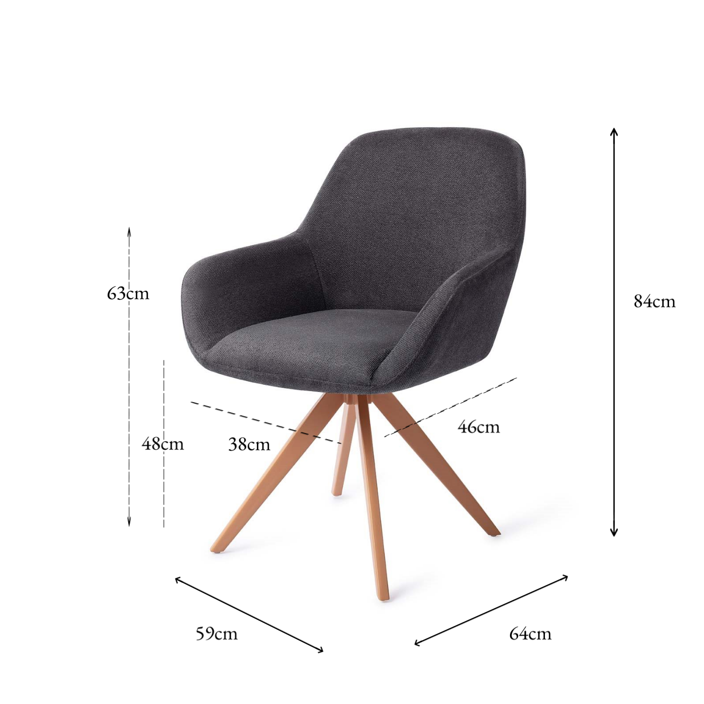 Kushi Dining Chair Black-Out Turn Peach