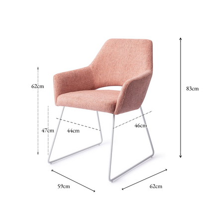 Yanai Dining Chair Pink Punch Slide White