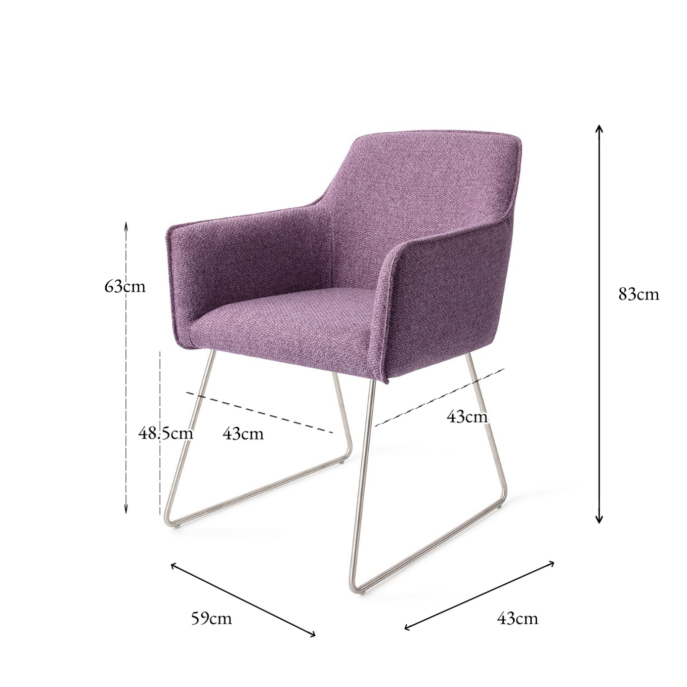 Hofu Dining Chair Violet Daisy Slide Steel