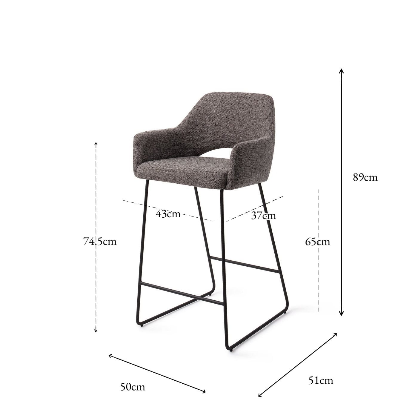 Yanai Bar Chair Amazing Grey Slide Counter (65 cm)