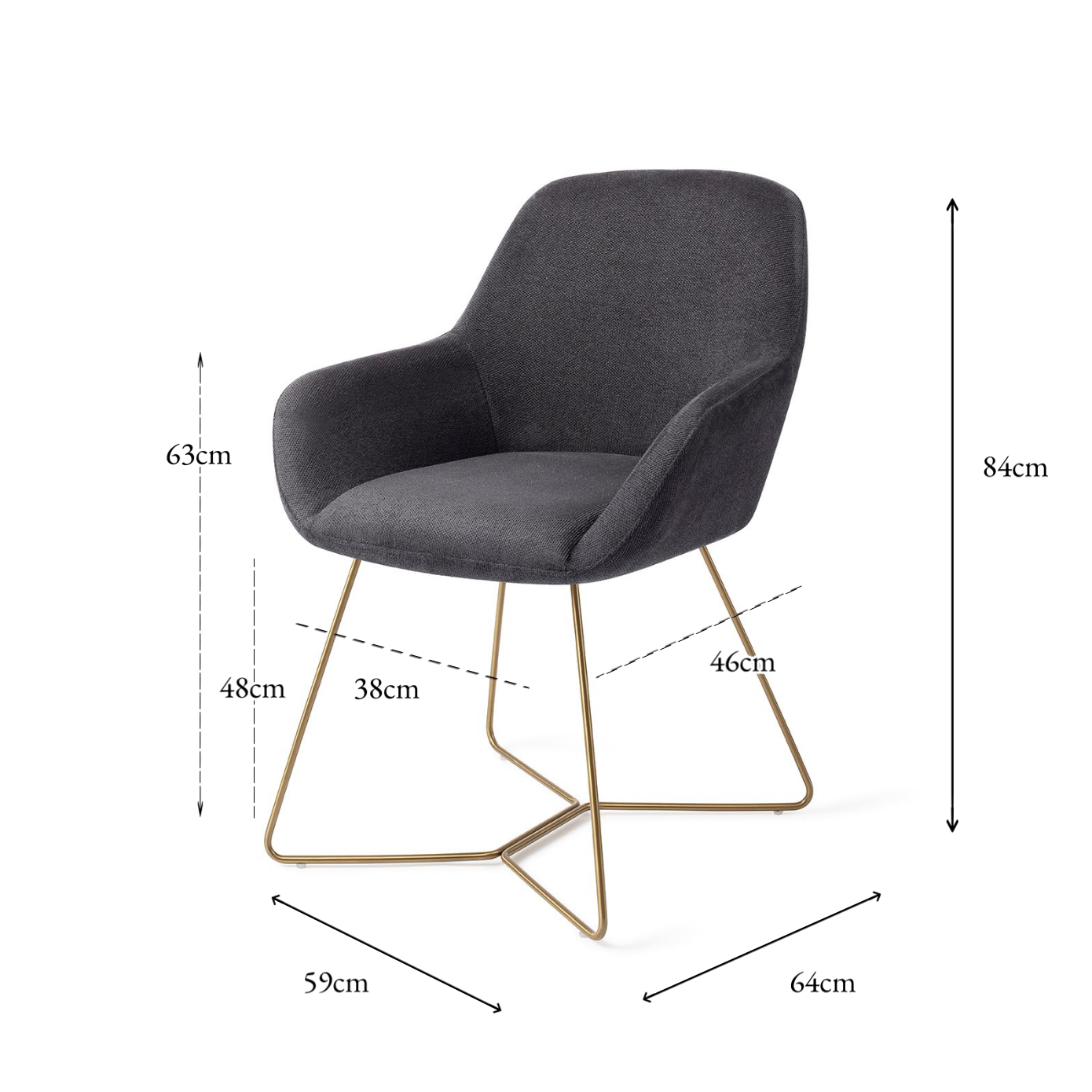 Kushi Dining Chair Black-Out Beehive Gold