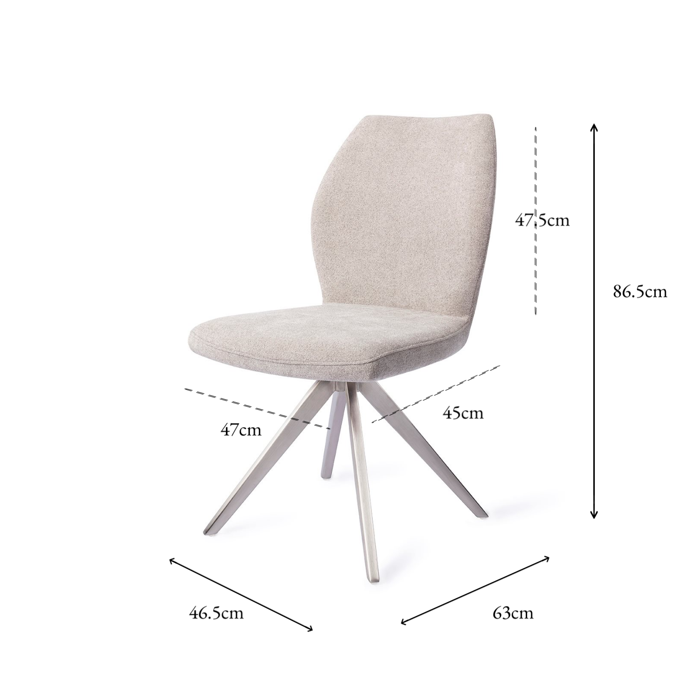 Ikata Dining Chair Pretty Plaster Turn Steel