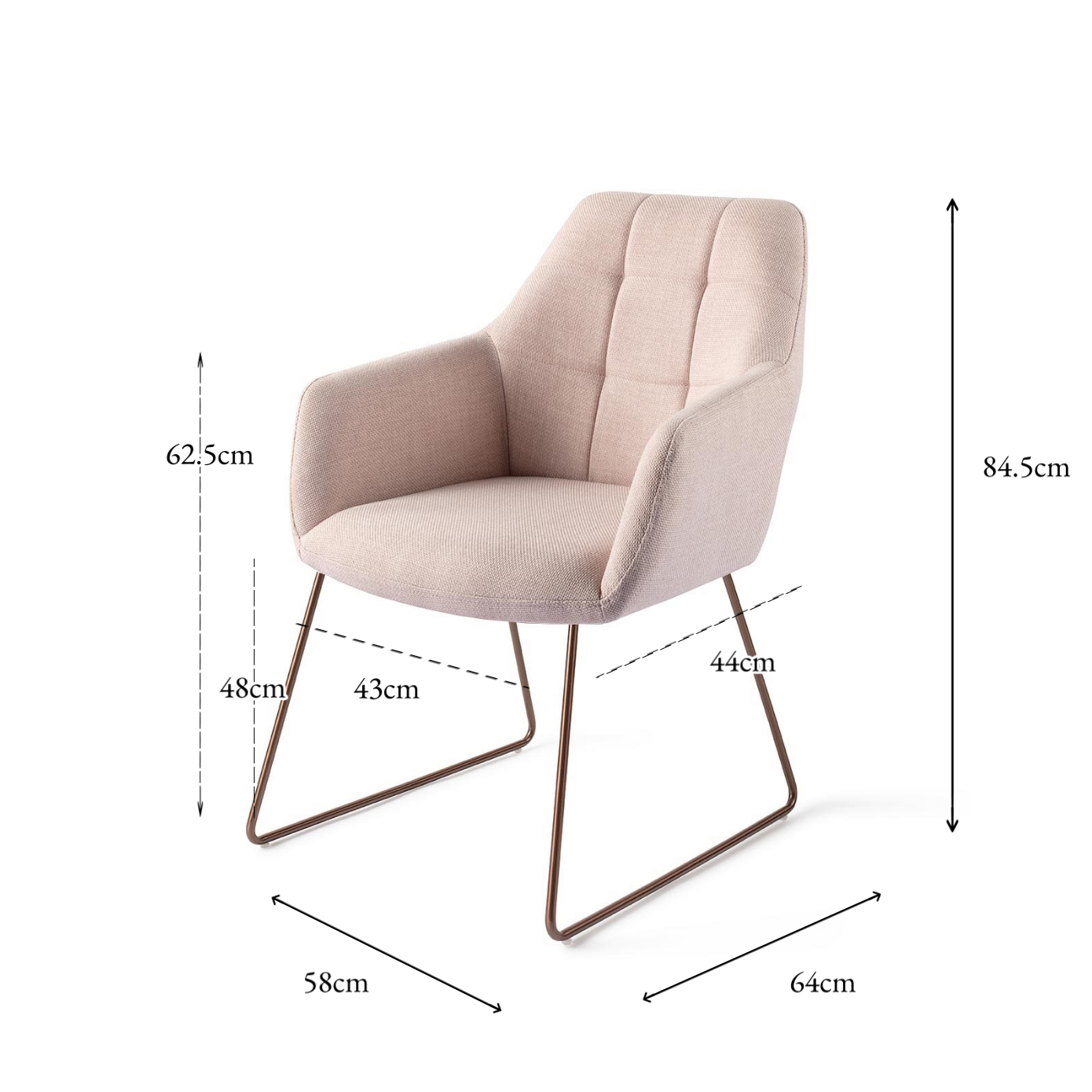 Noto Dining Chair Petal Pink Slide Rose