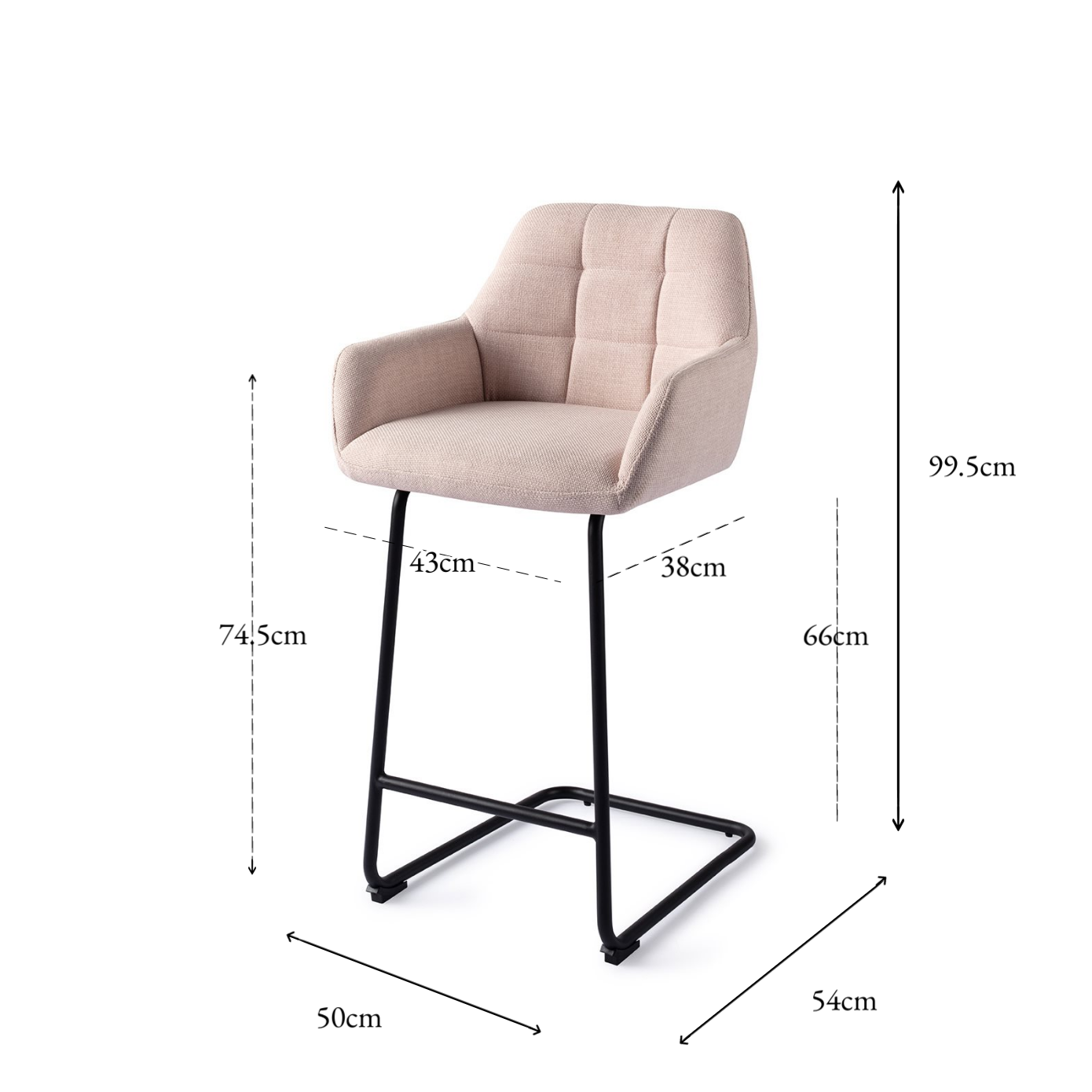 Noto Bar Chair Petal Pink Arch Counter (65 cm)