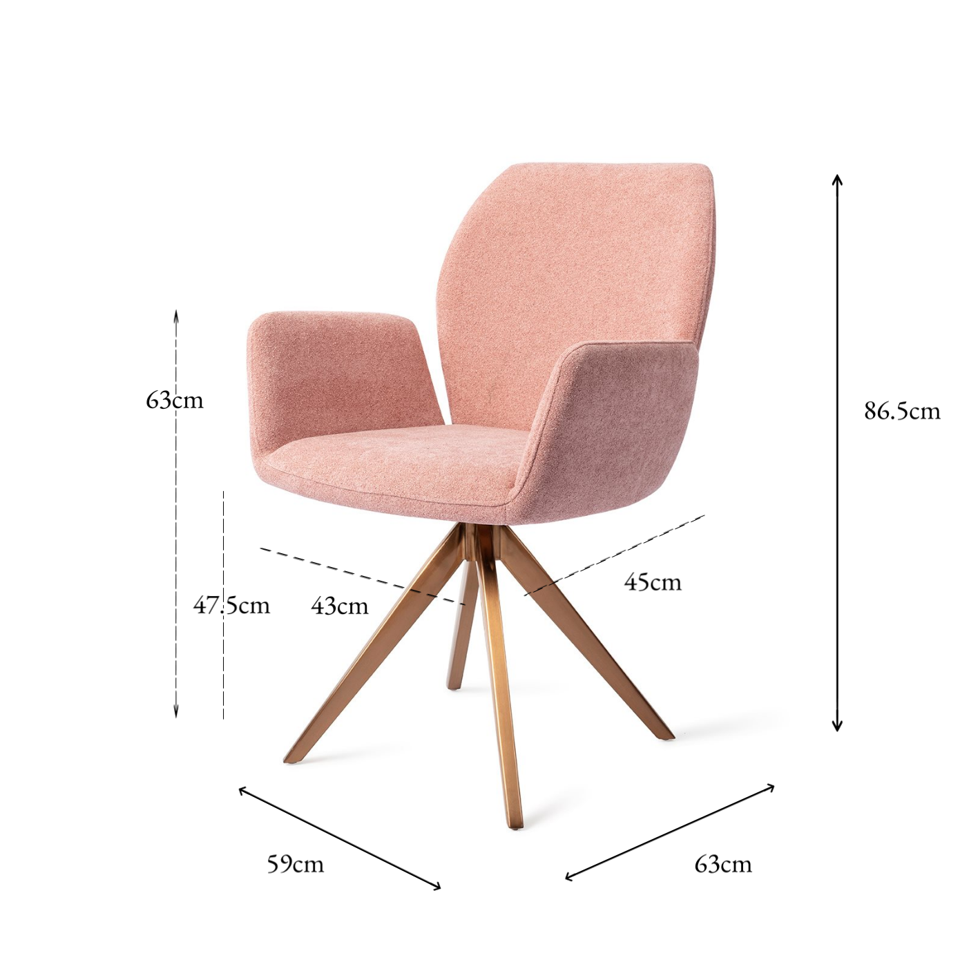 Misaki Dining Chair Anemone Turn Rose